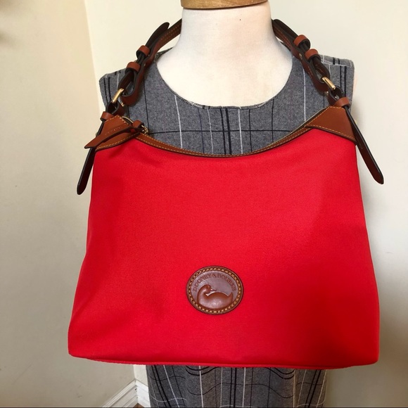 Dooney & Bourke Red Canvas Hobo Shoulder Bag - Picture 3 of 15